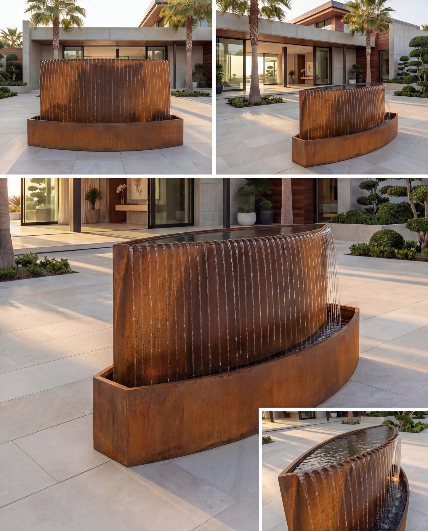 TKS Corten Kavisli Mimari Yağmur Şelalesi Damla Waterfall Designs