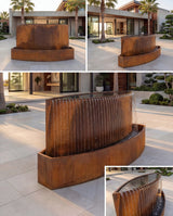 TKS Corten Kavisli Mimari Yağmur Şelalesi Damla Waterfall Designs