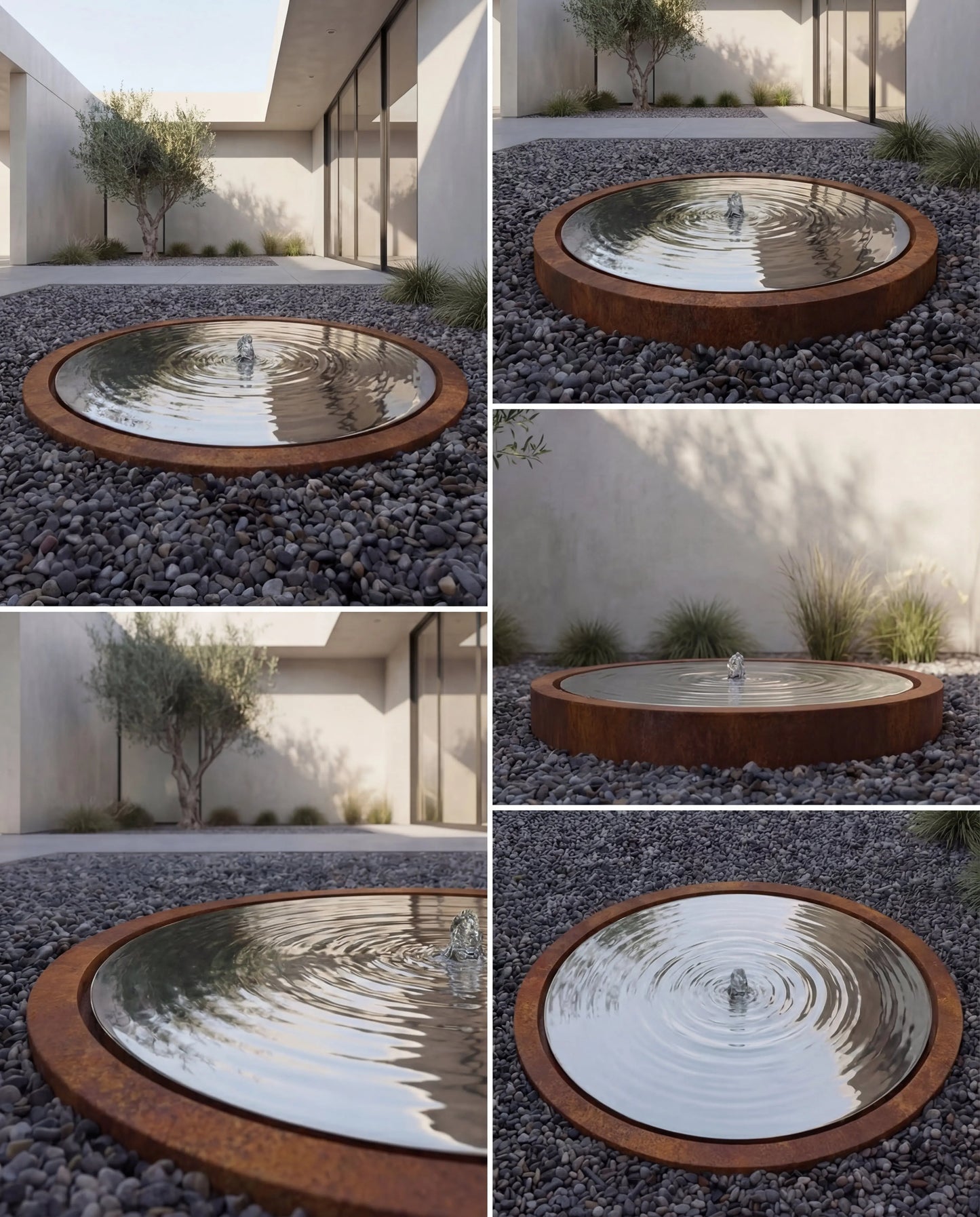 KOYS Corten Ayna Disk Mimari Su Elemanı Damla Waterfall Designs