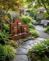 CW300 Corten Büyük Bahçeler İçin Üç Kademeli Şelale Damla Waterfall Designs