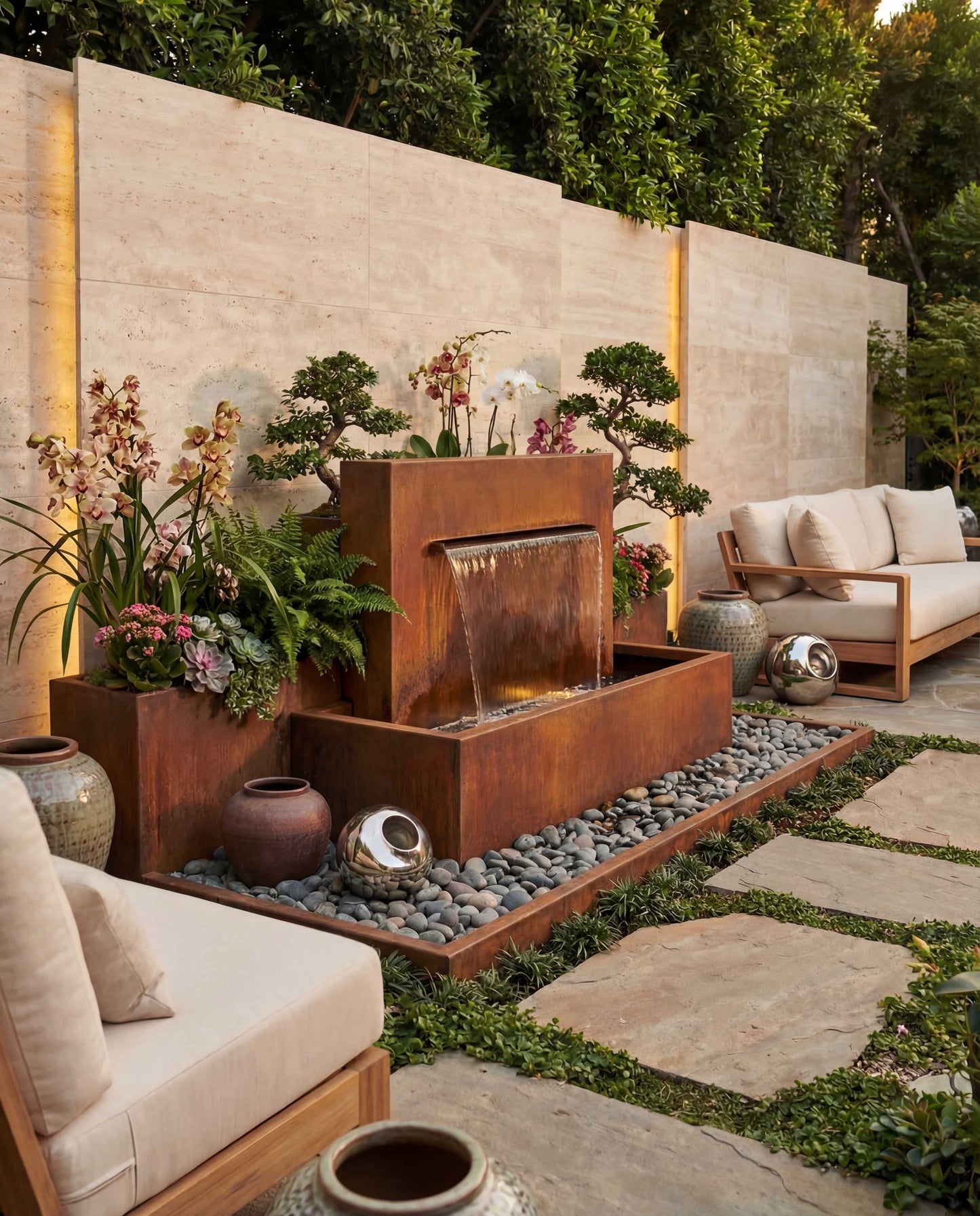 DS100 Corten Mimari Şelale Damla Waterfall Designs
