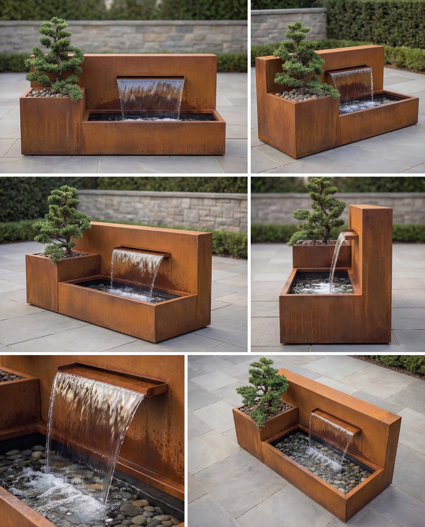 DS120 Corten Mimari Hibrit Şelale Damla Waterfall Designs