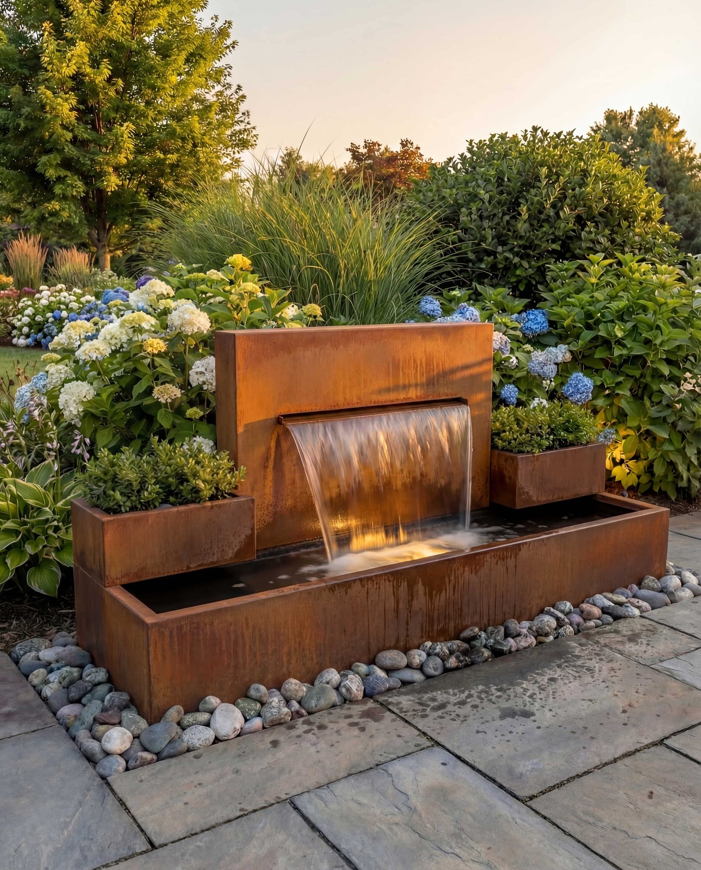 DS200 Corten Mimari Simetrik Şelale Damla Waterfall Designs