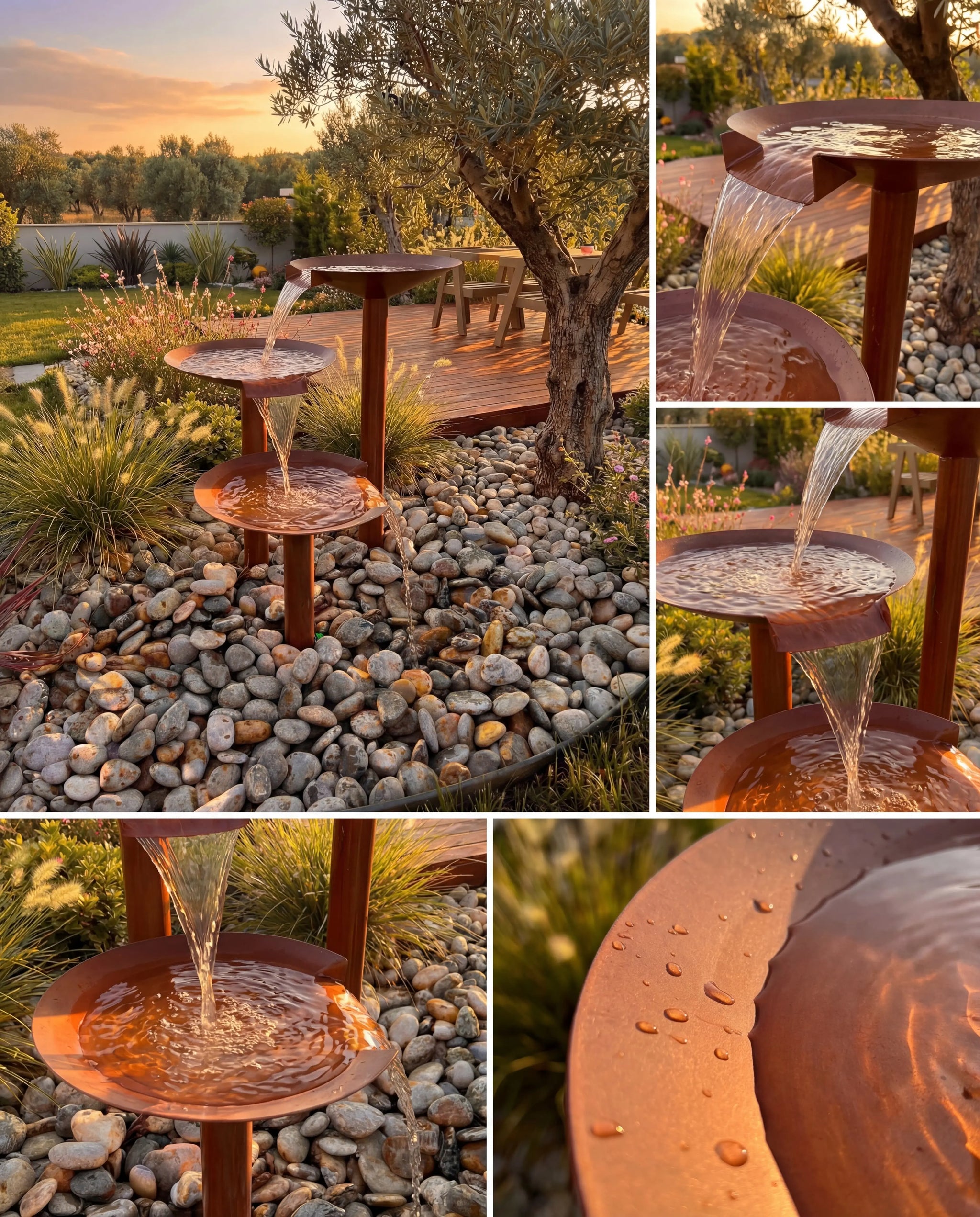 DW300 Üç Kademeli Heykelsi Bahçe Fıskiyesi Damla Waterfall Designs