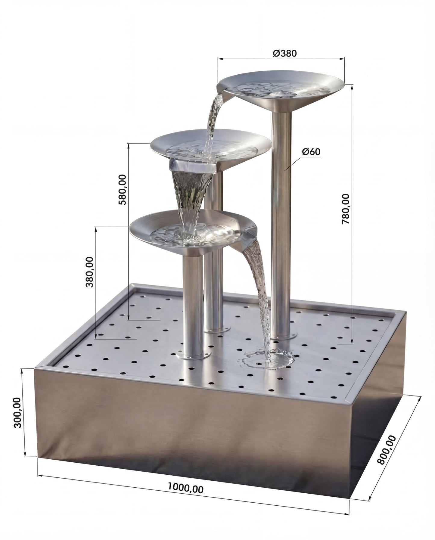 DW300 Üç Kademeli Heykelsi Bahçe Fıskiyesi Damla Waterfall Designs