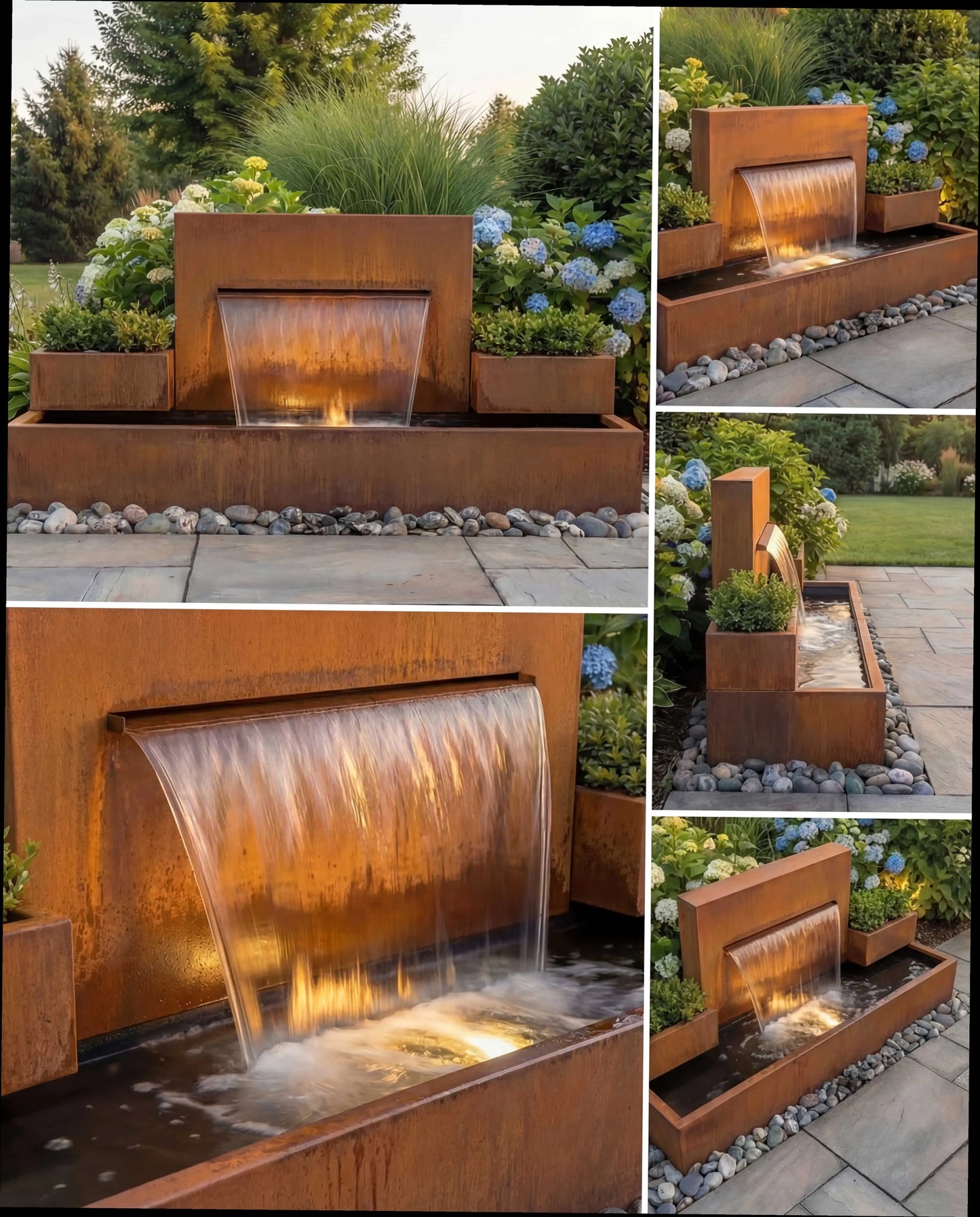 DS200 Corten Mimari Simetrik Şelale Damla Waterfall Designs