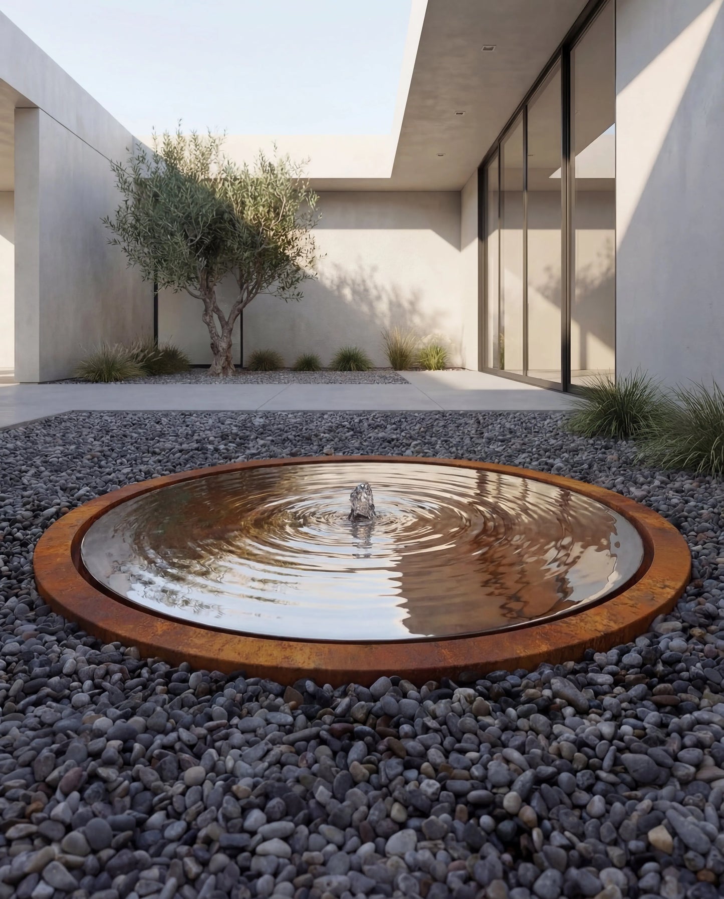 KOYS Corten Ayna Disk Mimari Su Elemanı Damla Waterfall Designs