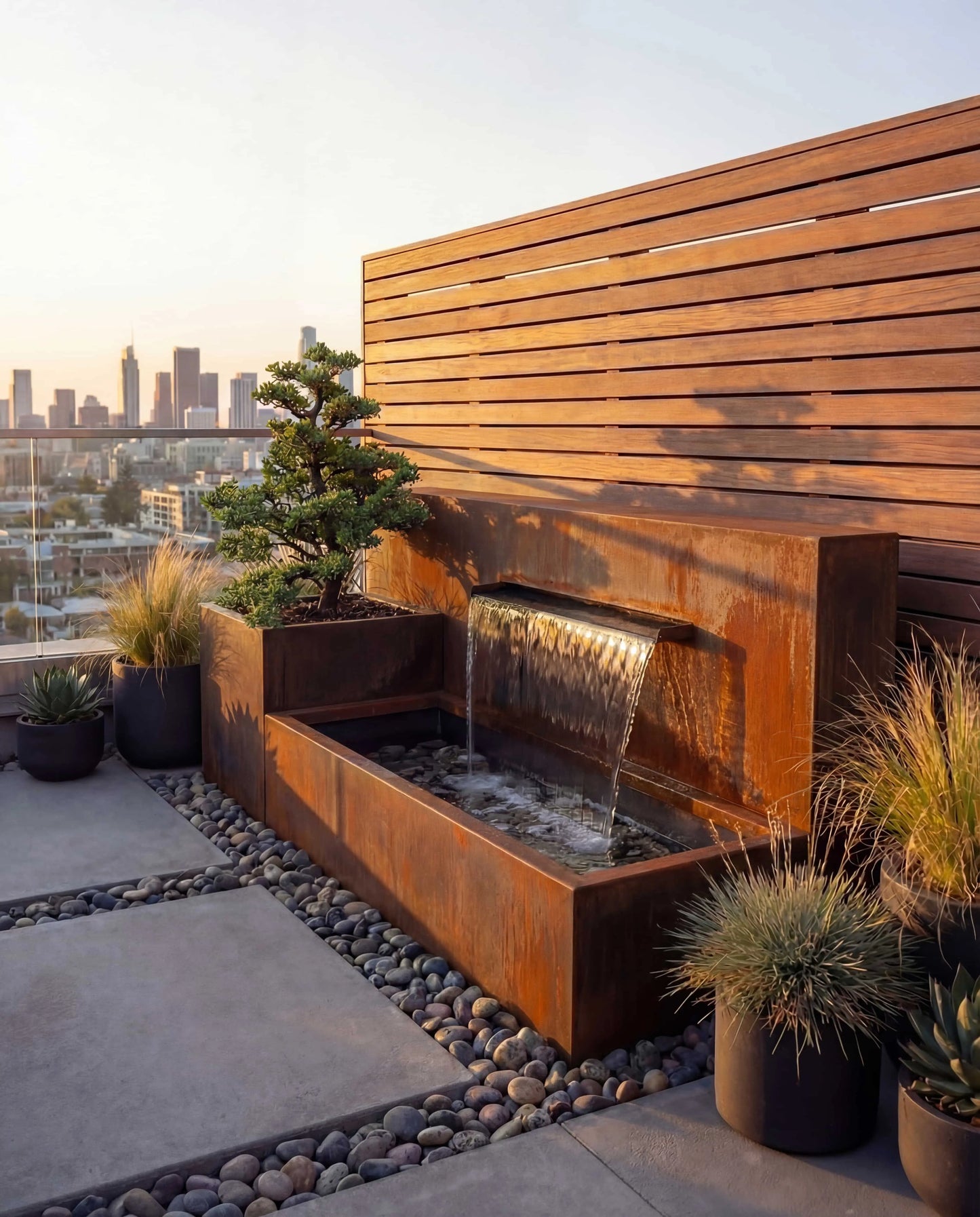 DS120 Corten Mimari Hibrit Şelale Damla Waterfall Designs