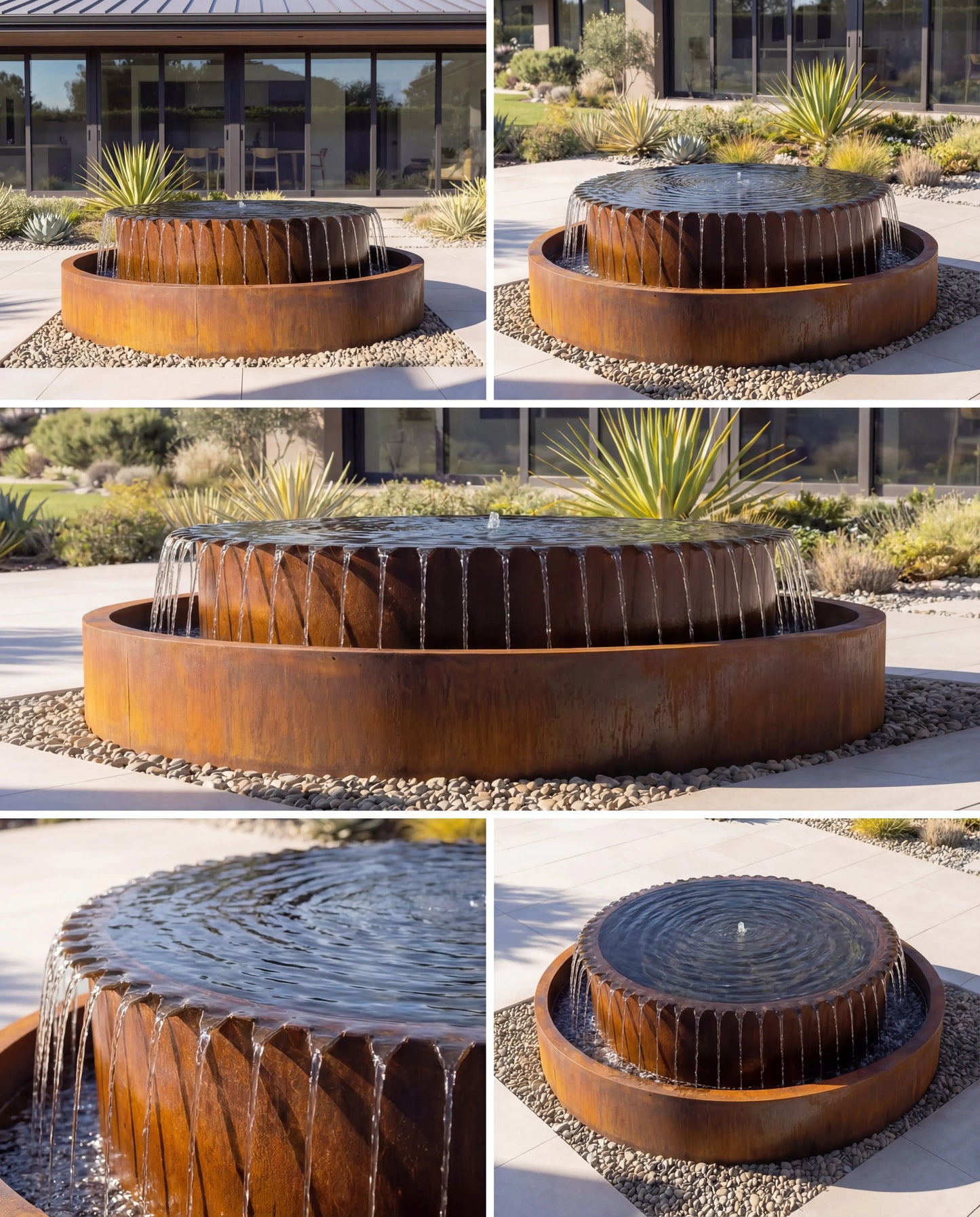 TOS Corten Dairesel Mimari Sonsuzluk Şelalesi Damla Waterfall Designs