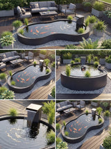Heykelsi Koi Göleti Su Özelliği – 316L Paslanmaz Çelik Damla Waterfall Designs