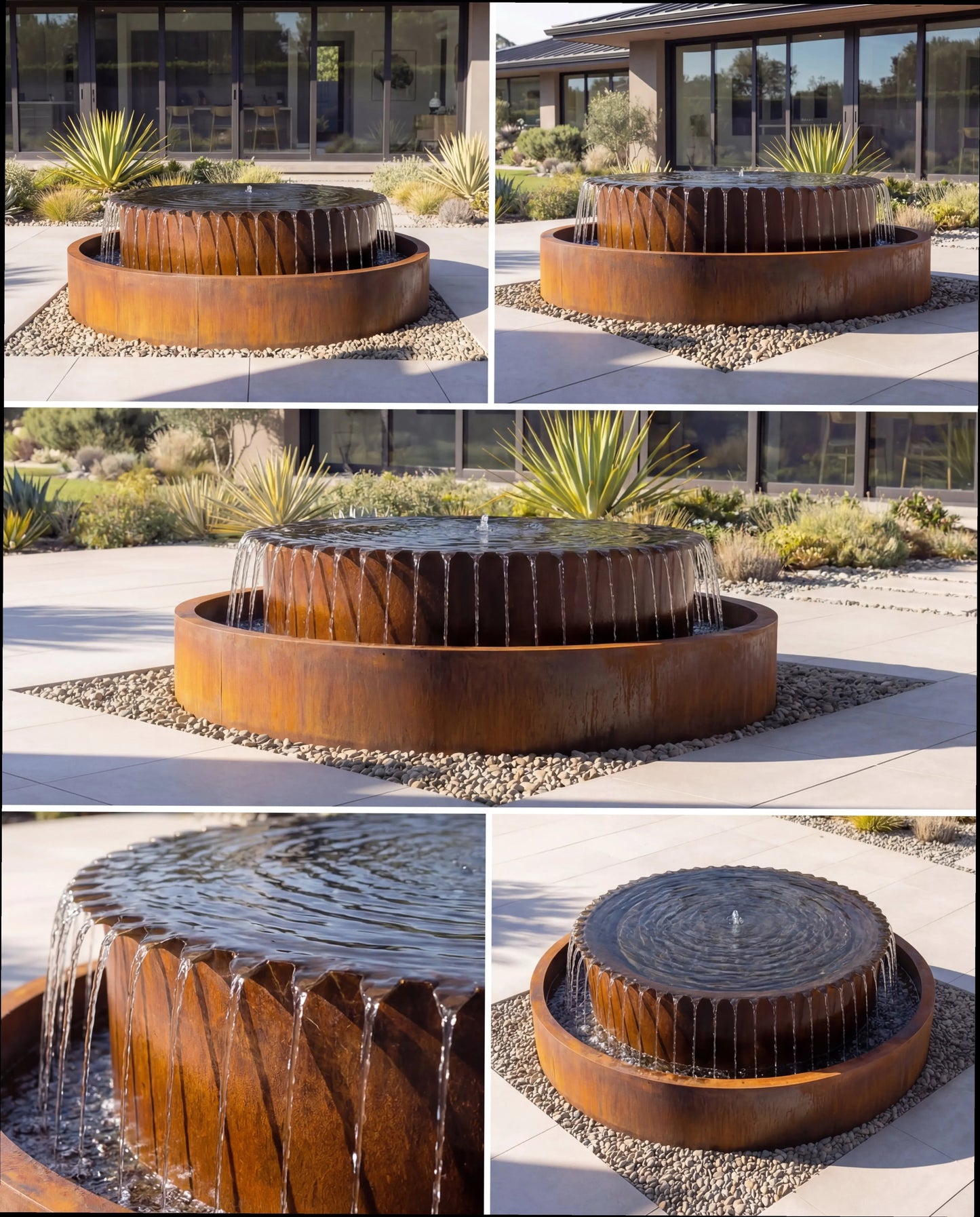 TOS Corten Dairesel Mimari Sonsuzluk Şelalesi Damla Waterfall Designs