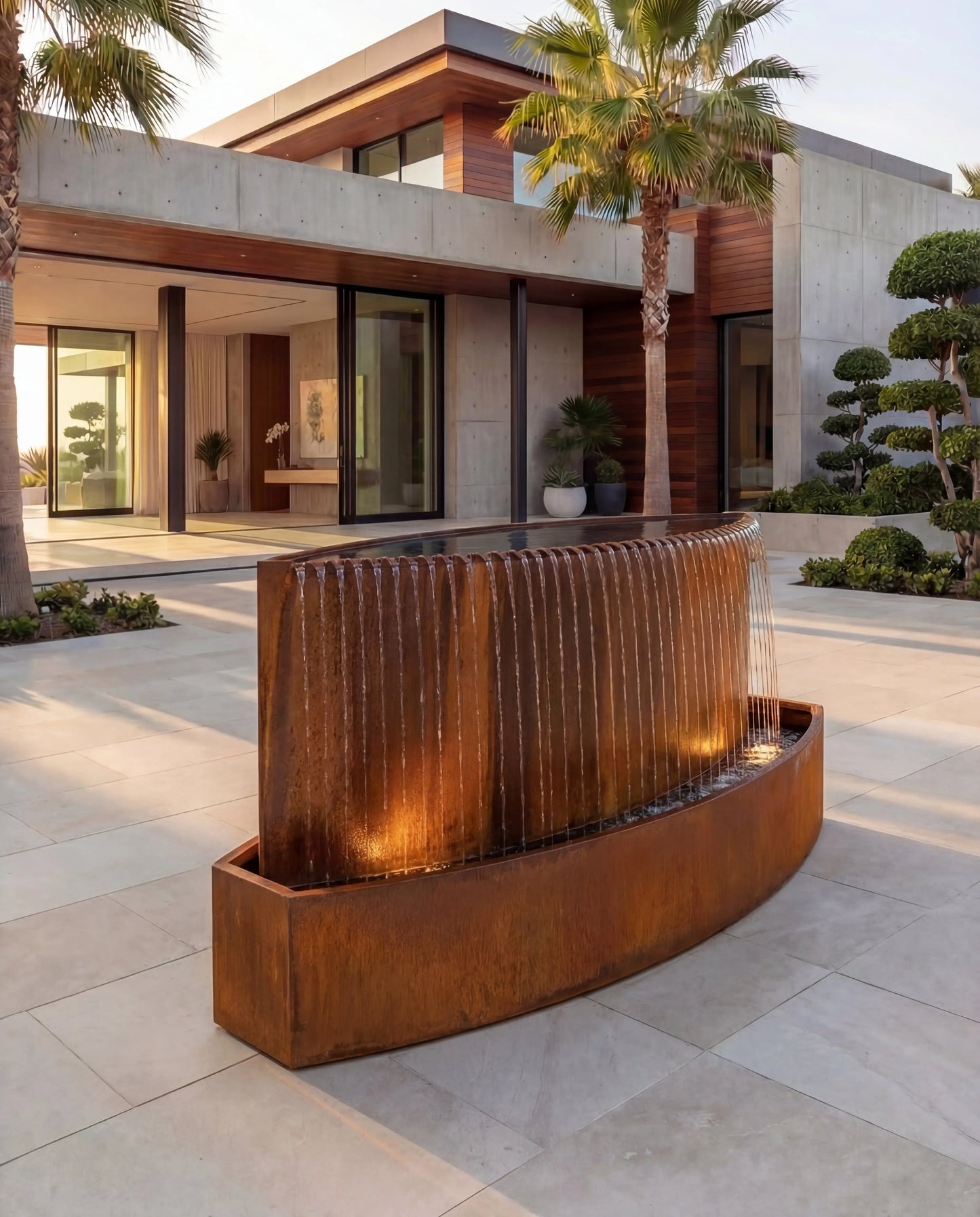 TKS Corten Kavisli Mimari Yağmur Şelalesi Damla Waterfall Designs