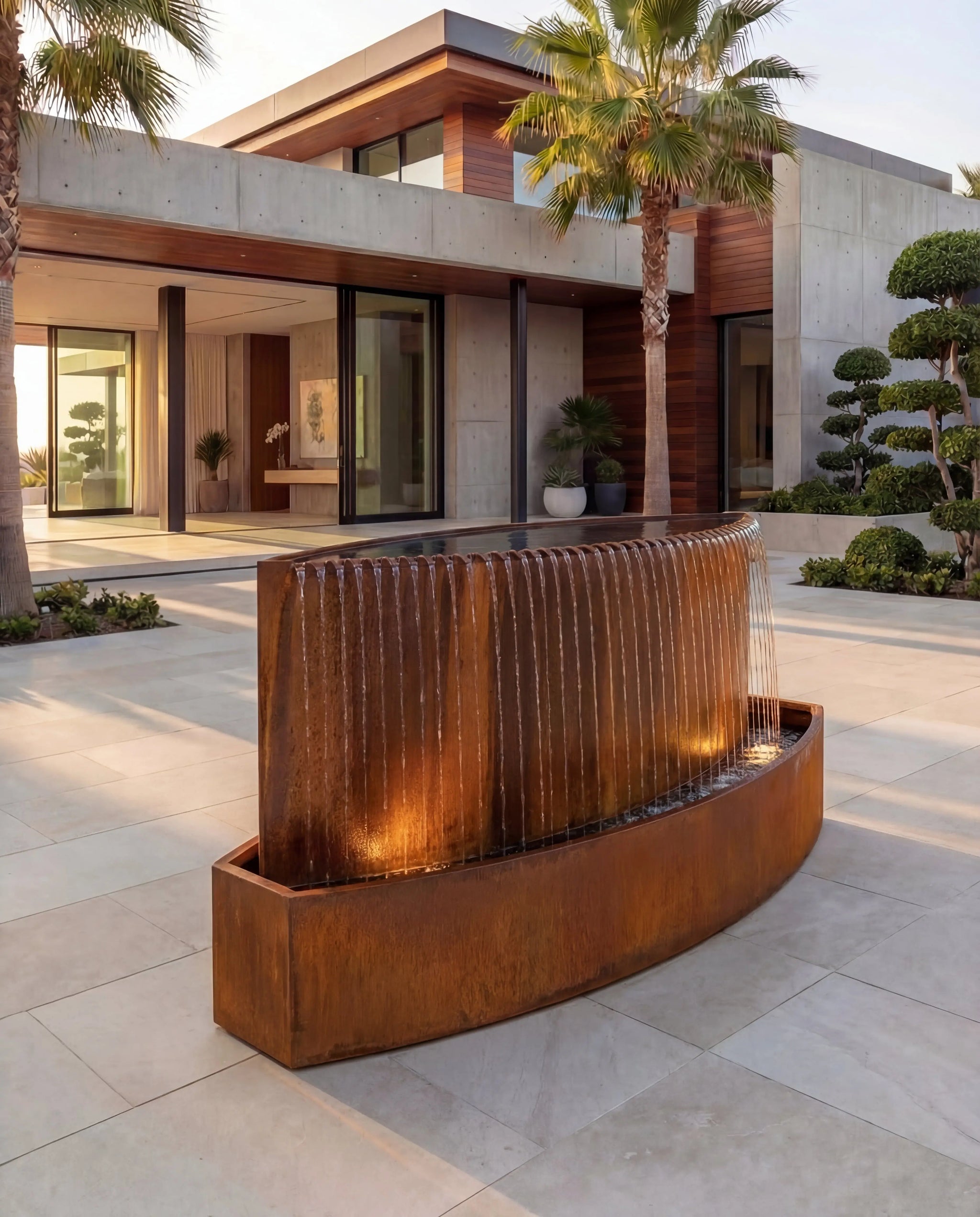 TKS Corten Kavisli Mimari Yağmur Şelalesi Damla Waterfall Designs