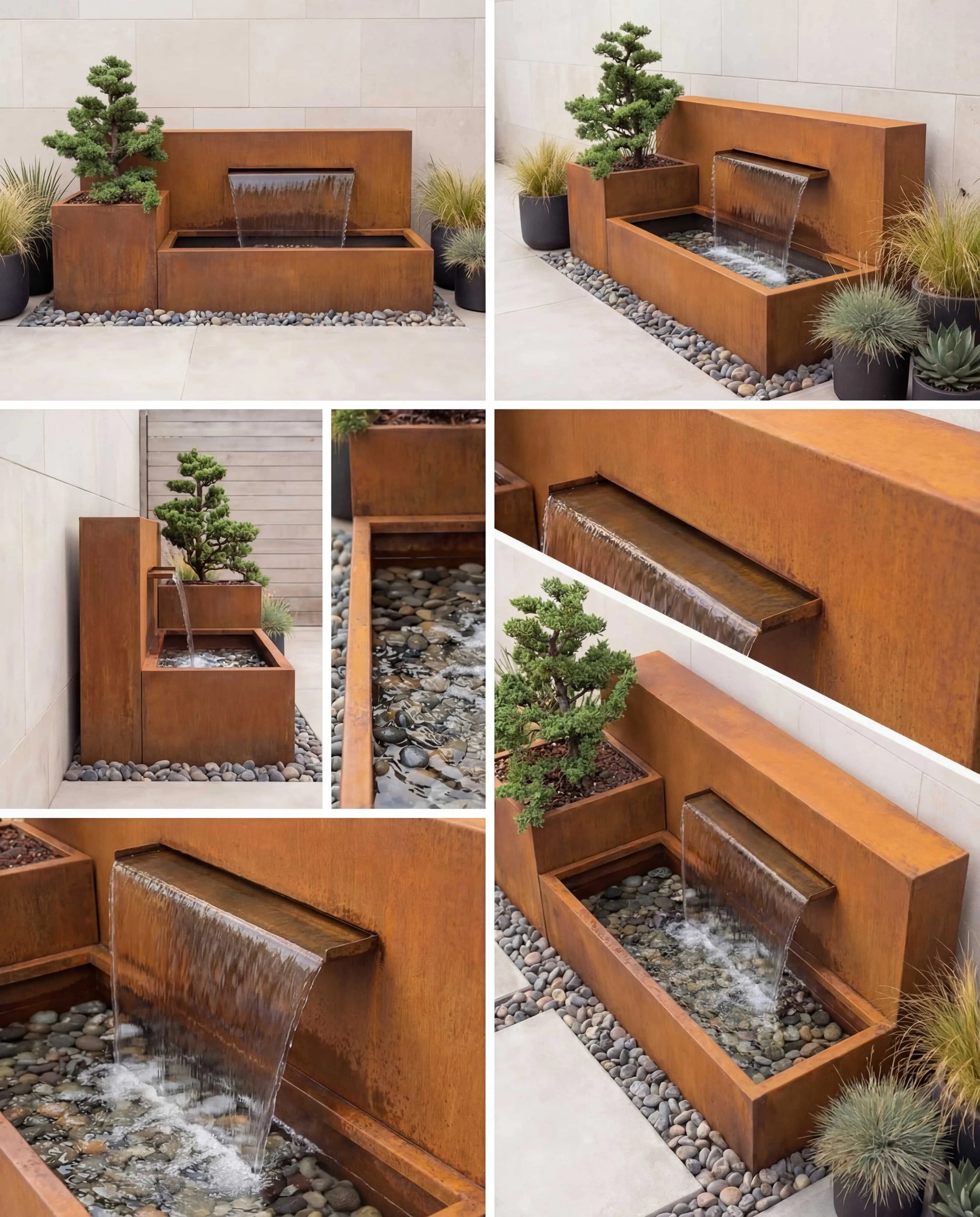 DS120 Corten Mimari Hibrit Şelale Damla Waterfall Designs