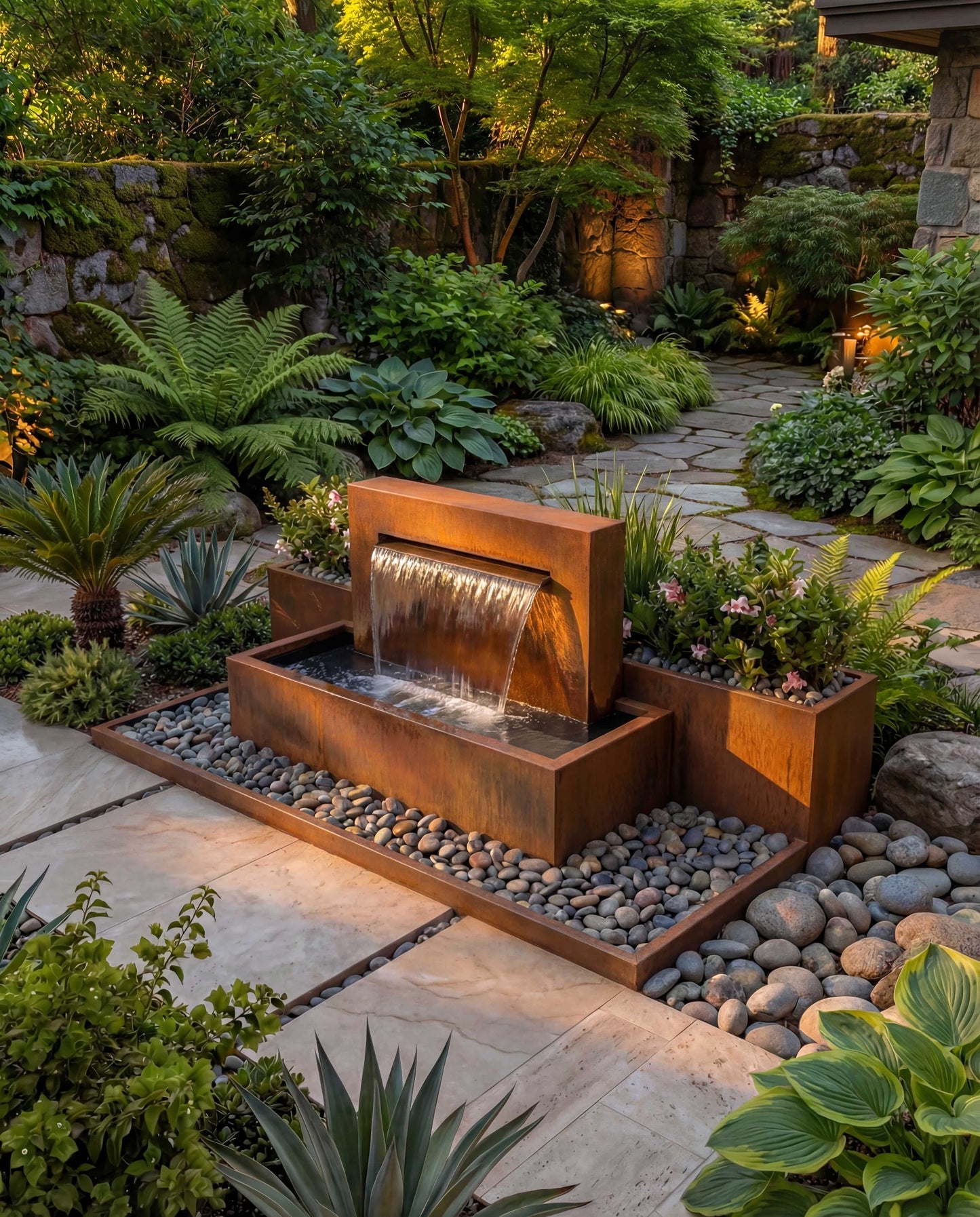DS100 Corten Mimari Şelale Damla Waterfall Designs